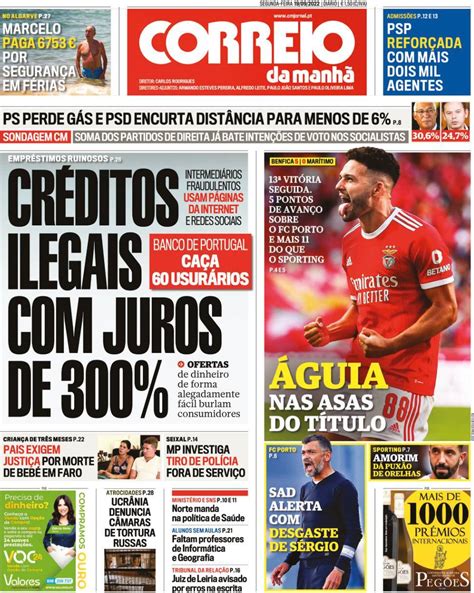 Capa Correio da Manhã 19 setembro 2022 capasjornais pt