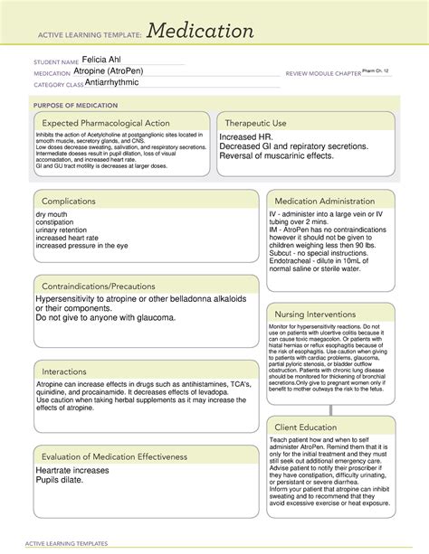 Drug Study Atropine Sulfate Pdf Clinical Medicine Medical Off