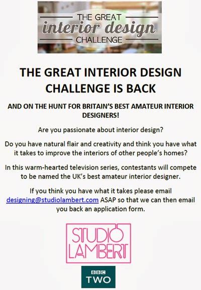 print & pattern: BBC INTERIOR DESIGN SHOW - contestants wanted