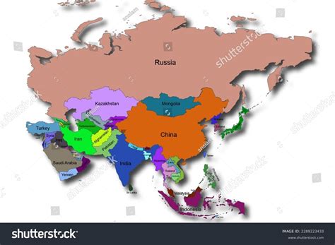 Asia Political Vector Map Colorful 3d Stock Illustration 2289223433 ...