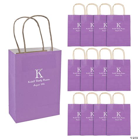 Purple Medium Personalized Monogram Welcome Gift Bags with Silver Foil ...