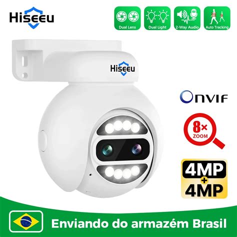 Hiseeu PTZ Câmera IP Lente Dupla 8MP Zoom 8X 4K 4MP 4MP