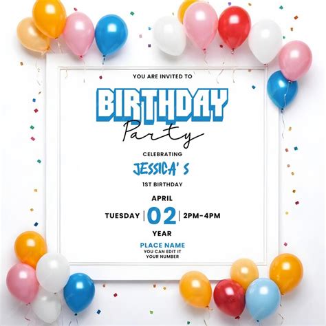 Premium PSD | Birthday party invitation card design template