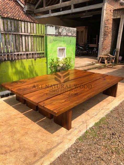 Bangku Panjang Kayu Trembesi Solid Art Natural Wood