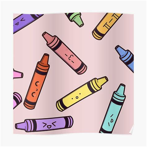 Kawaii Crayons Poster For Sale By Nai Draws Redbubble