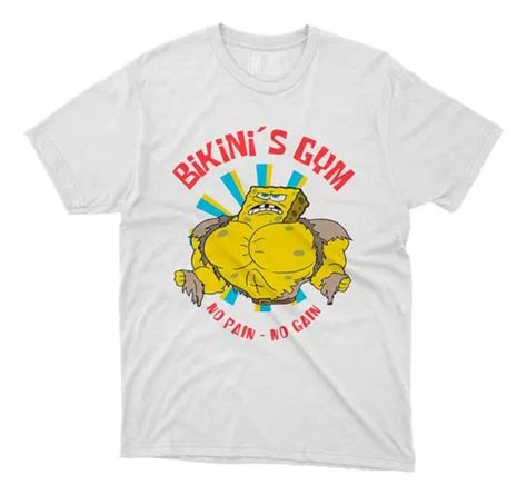 Playera Bob Esponja Bikini s Gym No Pain No Gain Meses sin interés