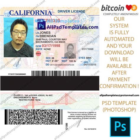 California Driver License Template All Psd Templates