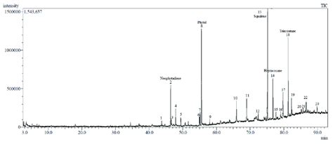 Ion Chromatogram Of Dcm Crude Extract Using Gcms Download Scientific