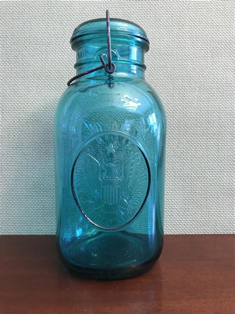 Blue Ball Jar Vintage Ball Ideal Storage Jar Turquoise Mason Jar Ball Jar With Wire Ball Jar