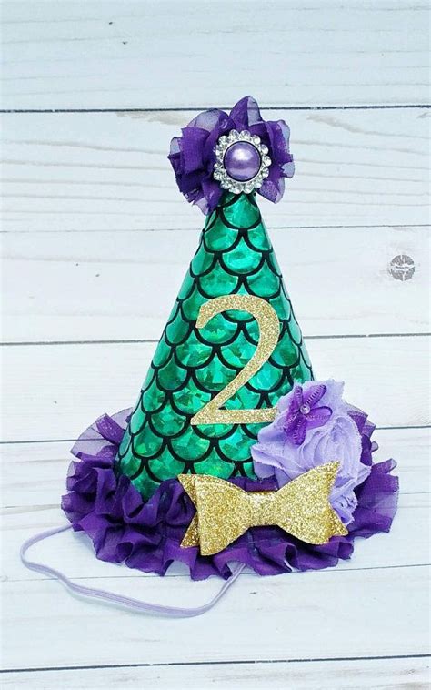 Mermaid Party Hat Green And Purple Party Hat First Etsy Mermaid