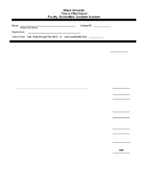 Fillable Online Units Muohio Time Effort Form Instructions Fall