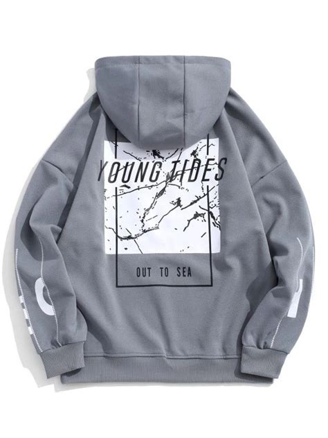 Young Tides Letter Graphic Disty Print Drop Shoulder Hoodie #Hoodies #Sweatshirts | Stylish ...