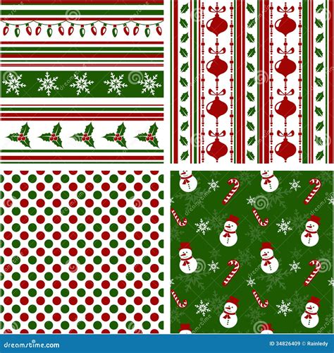 Christmas Seamless Patterns Vector Illustration Stock Vector