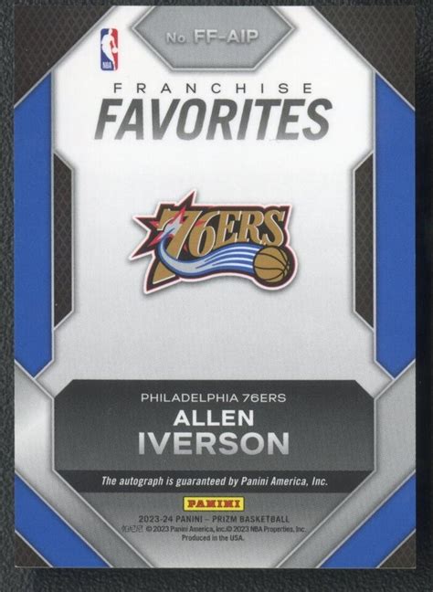 Panini Prizm Allen Iverson Franchise Favorites Auto Ers