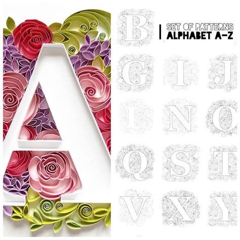 TEMPLATES Letters In Flowers Set Of Patterns 26 Templat Inspire