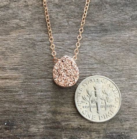 Rose Gold Druzy Necklace Titanium Drusy Quartz Etsy Druzy Necklace