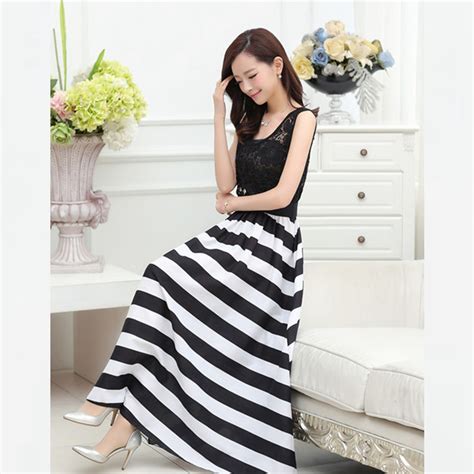 Zanzea 2017 Women Summer Chiffon Dress Fashion Maxi Long Casual Striped