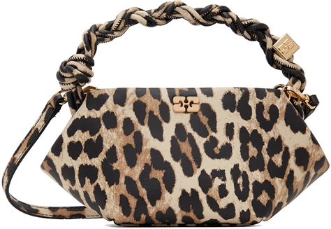 Ganni Beige Leopard Mini Bou Bag Ssense