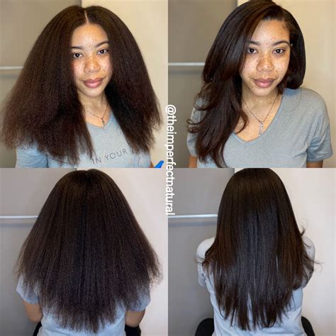 Long Thick Natural Hair Straighten Silk Press Natural Hair Blow Out