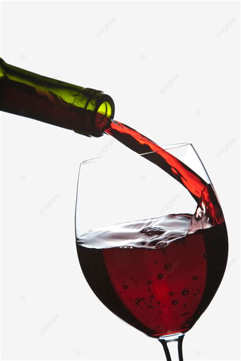 Red Wine Pouring Into Glass Isolated Transparent Celebrate Event