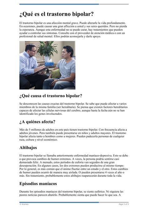 Text Información sobre el trastorno bipolar HealthClips Online