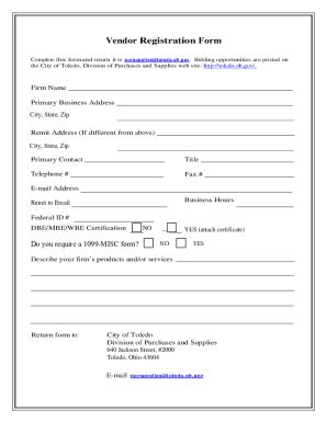 Fillable Online Vendor Registration Form Template