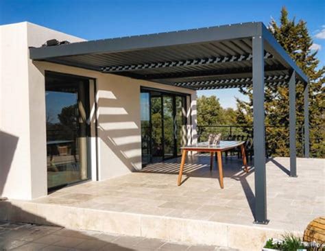 Pergola Adossée Orient Aluminium Gris Anthracite 18 M²