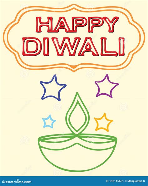 Sketch Of Happy Diwali Stylish Diya Indian Festival Lamp Outline