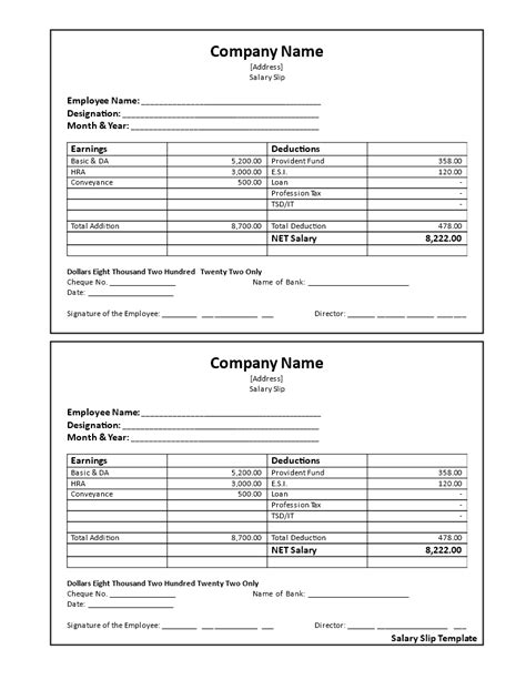 Salary Receipt Template Word Clean – Customizable Receipt Templates