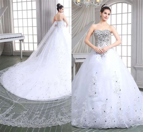 Luxury Royal Princess Ball Gown Wedding Dresses White Sweetheart