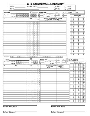 Basketball Scoring Sheet Printable