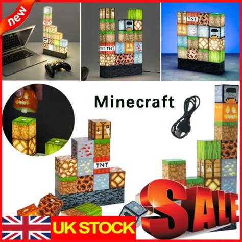 MINECRAFT BLOCK BUILDING Lamp 16 Rearrangeable Light Up Blocks UK 20