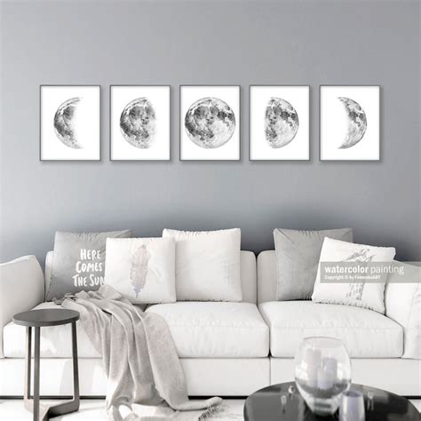 Phases Of The Moon Decor Bedroom Wall Decor Over The Bed Wall Etsy