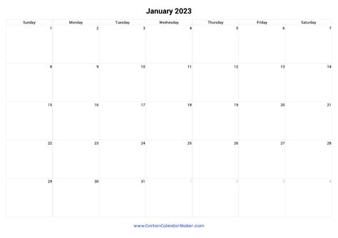 29 Printable Selections Free Printable January 2023 Calendar Template