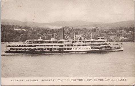 Steamer Robert Fulton Ship Day Line Fleet Hudson River Postcard H35 As Is Europe Belgium