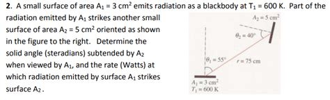 Solved 2 A Small Surface Of Area A1 3 Cm2 Emits Radiation Chegg