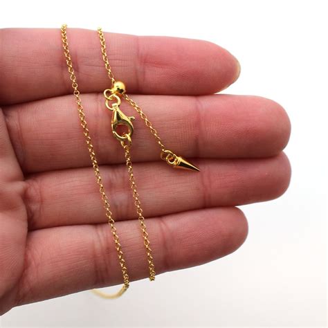 Wholesale Gold Over Sterling Silver Adjustable Finished Chain 1mm