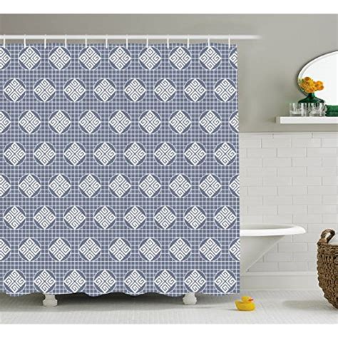 Geometric Shower Curtain By Ambesonne Monochrome Ancestral Squared