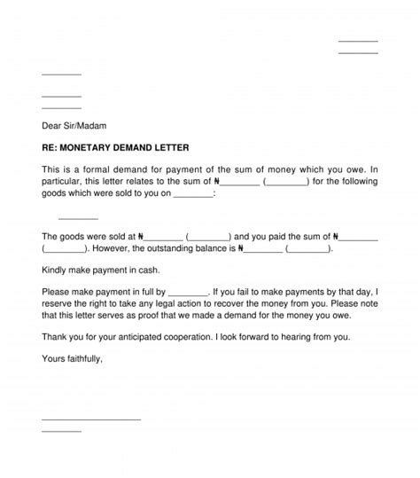 Monetary Demand Letter Sample Template Word And Pdf