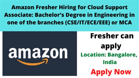 Amazon Fresher Hiring For Cloud Support Associate Bachelors Degree In