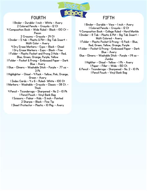 Supply List 2024 / School Supply List 2024-25