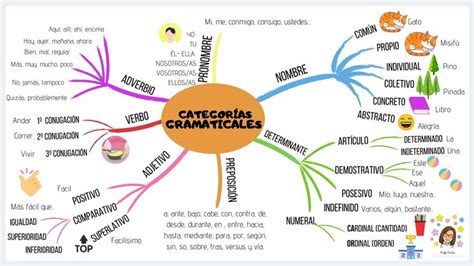 A Mind Map With The Words Cincos Granaticles Written In Different Languages