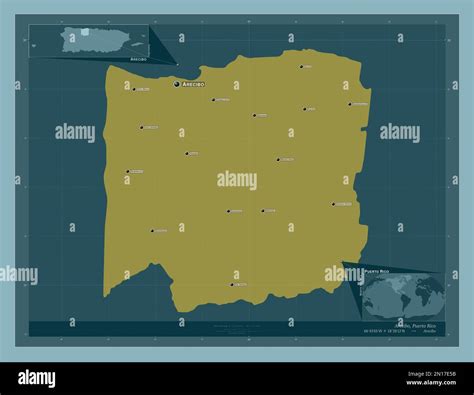 Arecibo, municipality of Puerto Rico. Solid color shape. Locations and ...
