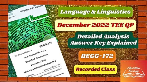 BEGG 172 December 2022 Question Paper Language Linguistics BEGG 172