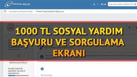 1000 TL yardım başvurusu nasıl yapılır E Devlet sosyal yardım pandemi