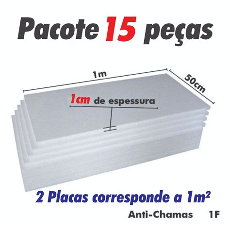 15 Placas Isopor Antichamas EPS 10mm isolamento térmico 1 00x0 50 Kit