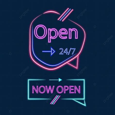 Neon Sign Signboard Vector Png Images Now Open Neon Signs Vector