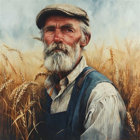 Premium Photo Portrait Of Farmer Standing In Wheat Field Ai Generative