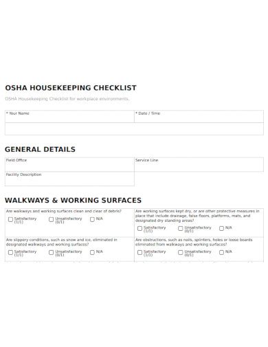 FREE 3+ Workplace Housekeeping Checklist Samples in PDF