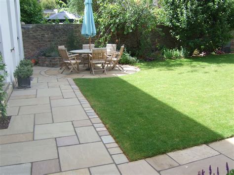 paved pathway  circular terrace  lovely lawns patio garden